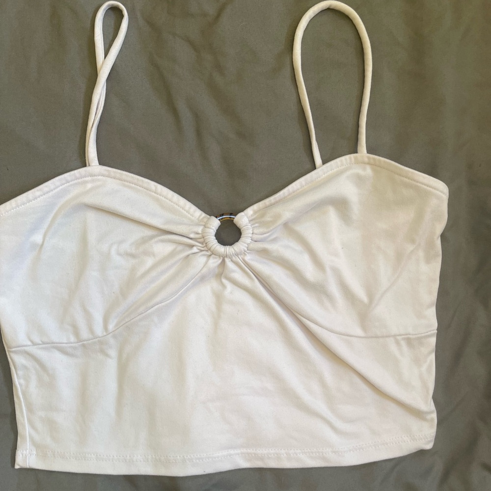 White Crop Top with Ring Detail